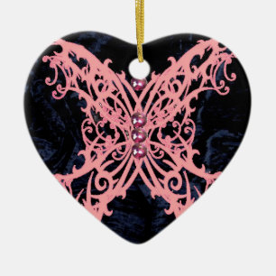 Roze dragonfly/Navy Velvet Design Keramisch Ornament