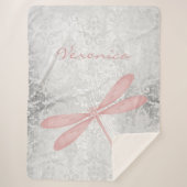 Roze Dragonfly Persoonlijke Sherpa Blanket Sherpa Deken (Voorkant)