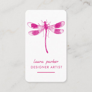 Roze Dragonfly Retro Succes Tattoo Visitekaartje
