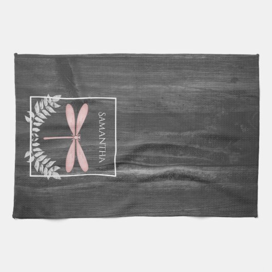 Roze Dragonfly Rustic Kitchen Towel Theedoek (Horizontaal)