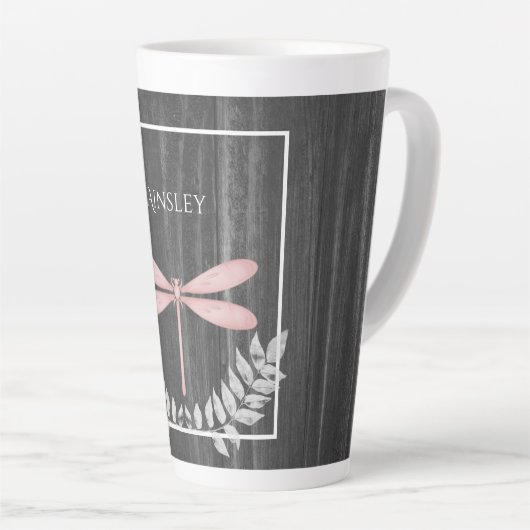 Roze Dragonfly Rustic Personal Latte Mok (Rechterhoek)