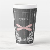 Roze Dragonfly Rustic Personal Latte Mok (Voorkant)