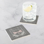 Roze Dragonfly Rustic Personalized Stone Onderzett Stenen Onderzetter