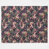 Roze dragons en Cherry Blossom Fleece Deken (Voorkant (Horizontaal))