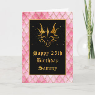 Roze drakenschalen Faux Glitter Happy Birthday Kaart