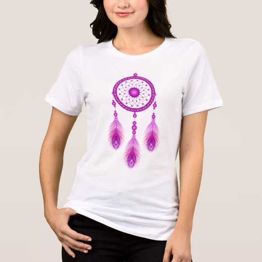 Roze Dream Catcher Tri-Blend Shirt (Voorkant)