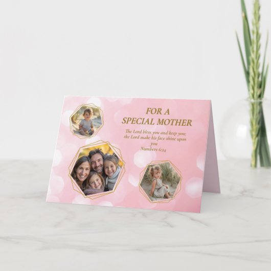 Roze Drie Foto's Schrift Speciale Moederdag Kaart (Voorkant)