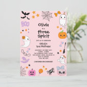 Roze Drie Geest Geest Halloween 3e verjaardag Kaart (Staand voorkant)