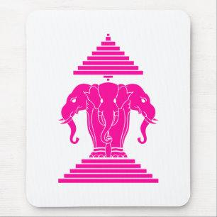 Roze driekleurige olifant Lao/Laos-vlag Muismat