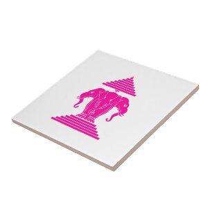 Roze driekleurige olifant Lao/Laos-vlag Tegeltje