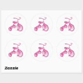 Roze driewieler van het Kind Ronde Sticker (Vel)