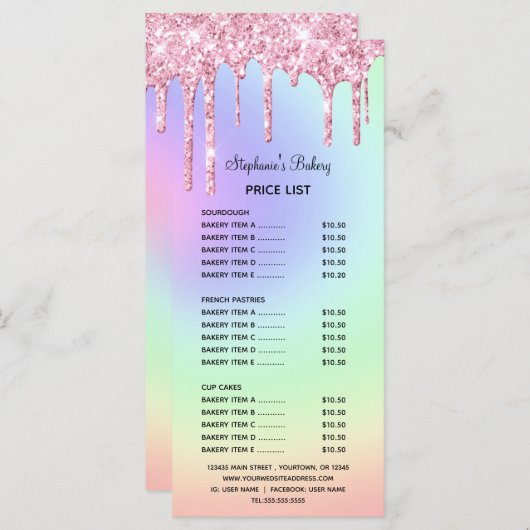 Roze driftige galerijlijst en menu (Voorkant / Achterkant)