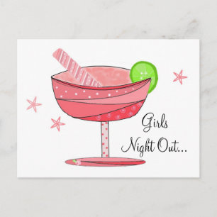 Roze Drink Meisjes Night Out Briefkaart
