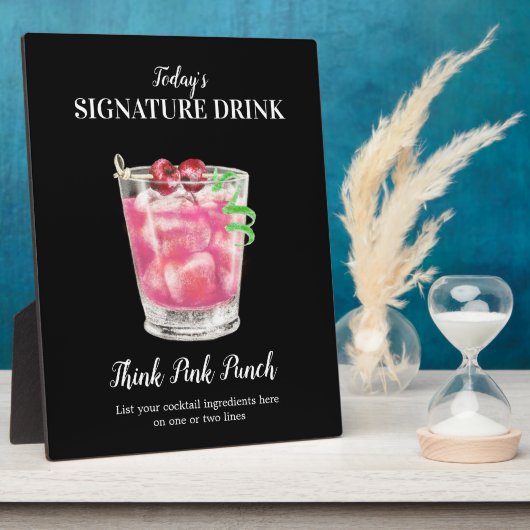 Roze drink ・ PERSONALIZE deze Drink Plaque Fotoplaat (Zijkant)