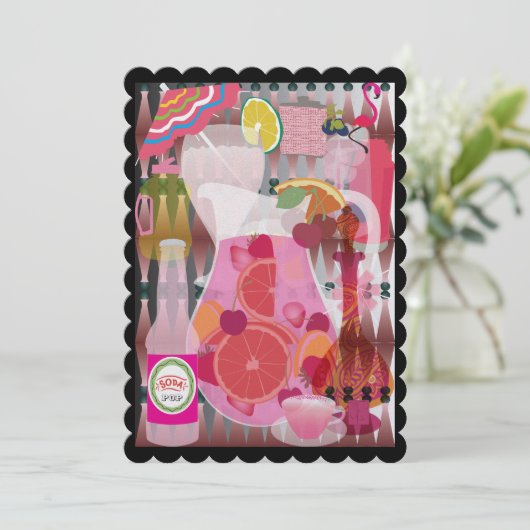 Roze Drinken Kaart (Staand voorkant)