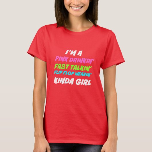 Roze drinkin' Kinda Girl Women's Hanes T-Shirt (Voorkant)