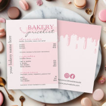 Roze Drip Typografie Menu Bakkerij prijslijst
