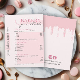 Roze Drip Typografie Menu Bakkerij prijslijst