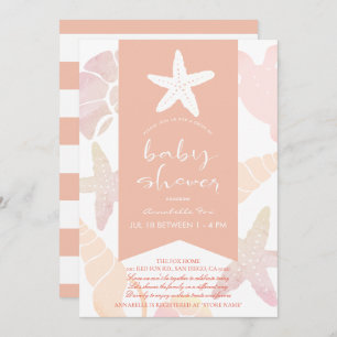Roze drive-by Baby shower voor Starfish & Seashell Kaart