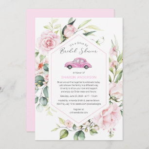 Roze drive door Baby shower Floral drive through I Kaart