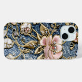 Roze dromen in geborduurde jeans stijl Case-Mate iPhone case (Achterkant (horizontaal))