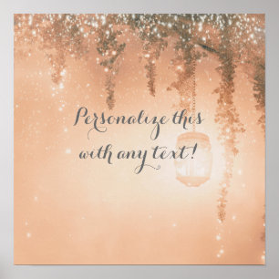 Roze Dromerige Rustieke Bos Bruiloftsbanner Poster