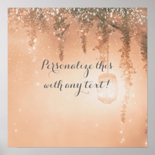 Roze Dromerige Rustieke Bos Bruiloftsbanner Poster (Voorkant)