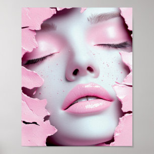 Roze Droom Meisje Abstract Portret Poster