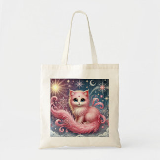 Roze droom verlichting kitten elke dag Canvas tas
