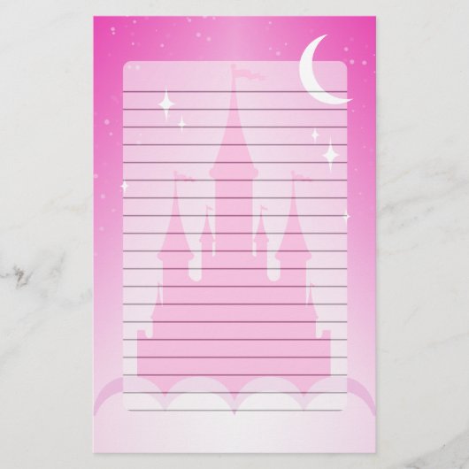 Roze droomkasteel in de wolkenkraam briefpapier (Voorkant)