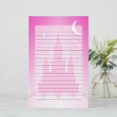 Roze droomkasteel in de wolkenkraam briefpapier (Staand voorkant)