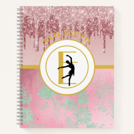 Roze druipende glitter ballerina balletdanseres notitieboek