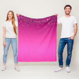 Roze druipende glitter fleece deken