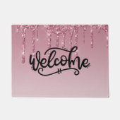 Roze druipende glitter welkom deurmat (Voorkant)