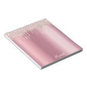 Roze druipt naam naam notitieblok (Schuin)