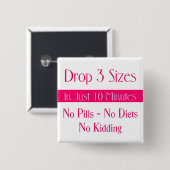 Roze druppel 3 vierkant vierkante button 5,1 cm (Voorkant /achterkant)