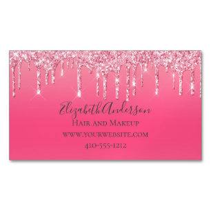 Roze druppelaar Glitter Girly Trendy Chic Modern  Magnetisch Visitekaartje