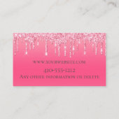 Roze druppelaar Glitter Girly Trendy Chic Modern Visitekaartje (Achterkant)