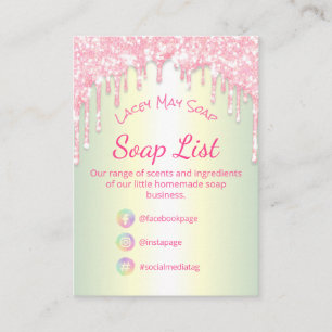 Roze druppelaar Glitter Soap Fragrance Ingrediënt Visitekaartje