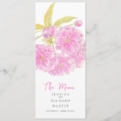 Roze dubbelbloesem trouwmenu menu (Voorkant)