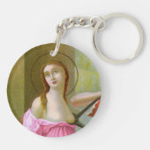 Roze dubbele Afbeelding St. Agatha (M 003) Sleutelhanger (Achterkant)