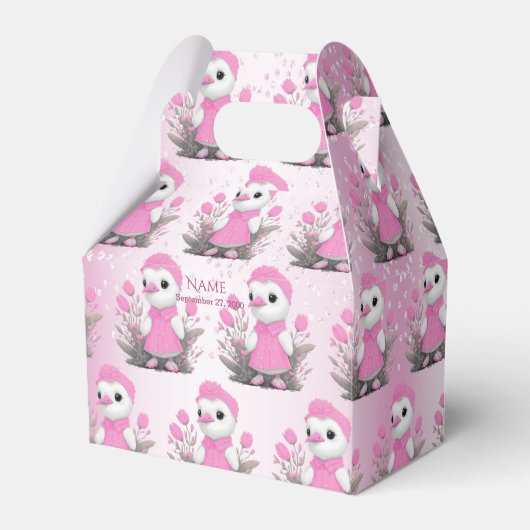Roze Duck Favor Box Bedankdoosjes (Voorkant Zijde)