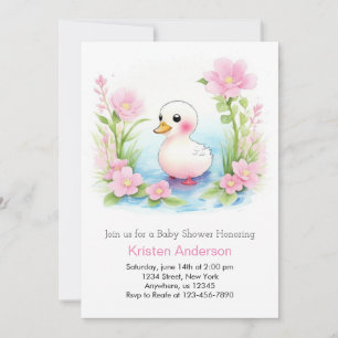 Roze Duckling Whimsy Meisje Baby shower Kaart