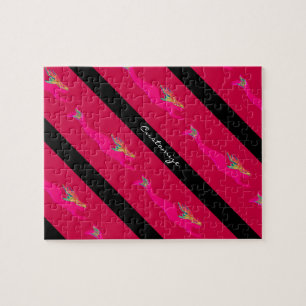 Roze duikroze mermaïden rood/zwart legpuzzel