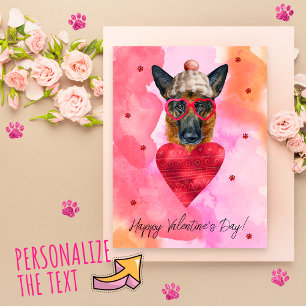 Roze Duitse Herder Valentijnsdag Cadeau Hond Feestdagenkaart