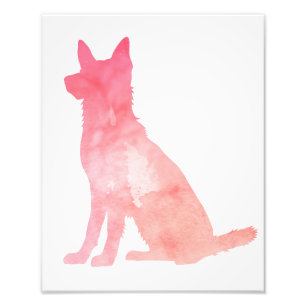 Roze Duitse Shepherd Dog Art Foto Afdruk