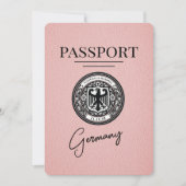 Roze Duitsland Paspoort Bewaar de datum Save The Date (Voorkant)