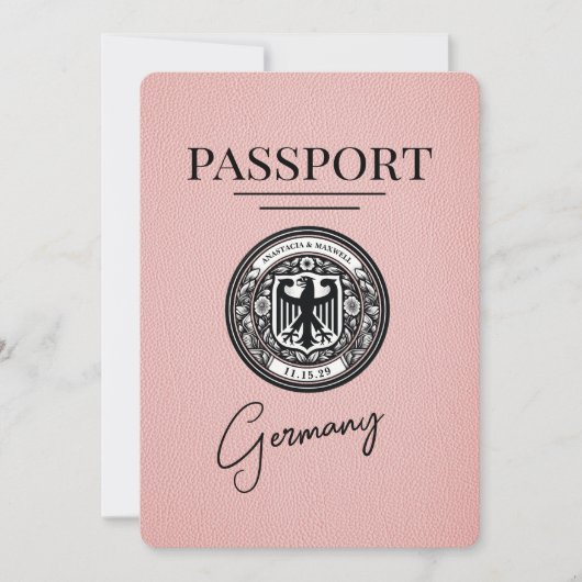Roze Duitsland Paspoort Bewaar de datum Save The Date (Voorkant)