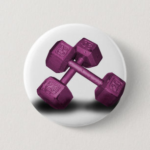 Roze dumbbells Merchandise Ronde Button 5,7 Cm
