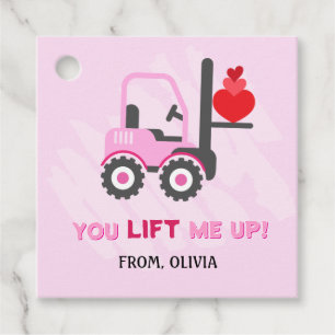 Roze Dump Truck Hearts Valentijnse Labels Gift